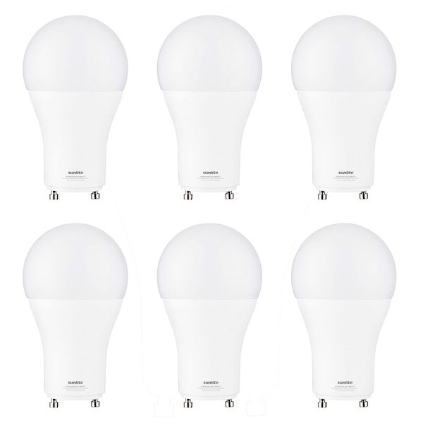 Sunlite LED A19 Light Bulb, 14W 100W= 1500 Lumens, GU24 Twist and Lock Base, Dimmable, 2700K Wrm Wht, 6PK 40224-NS - main